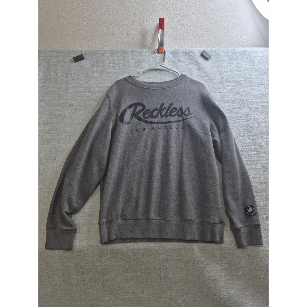Young and Reckless Sweater Mens XL Gray Los Angeles Casual Crewneck Pullover